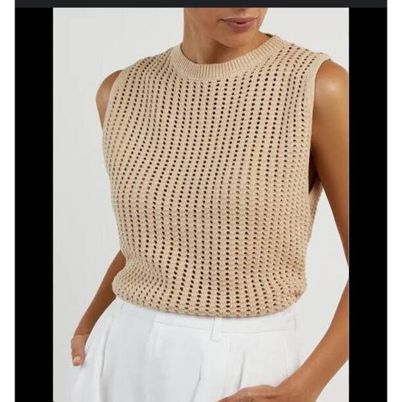 Dissh Denny Crochet Sleeveless Women's Top Size: M in Wheat - Picture 1 of 4